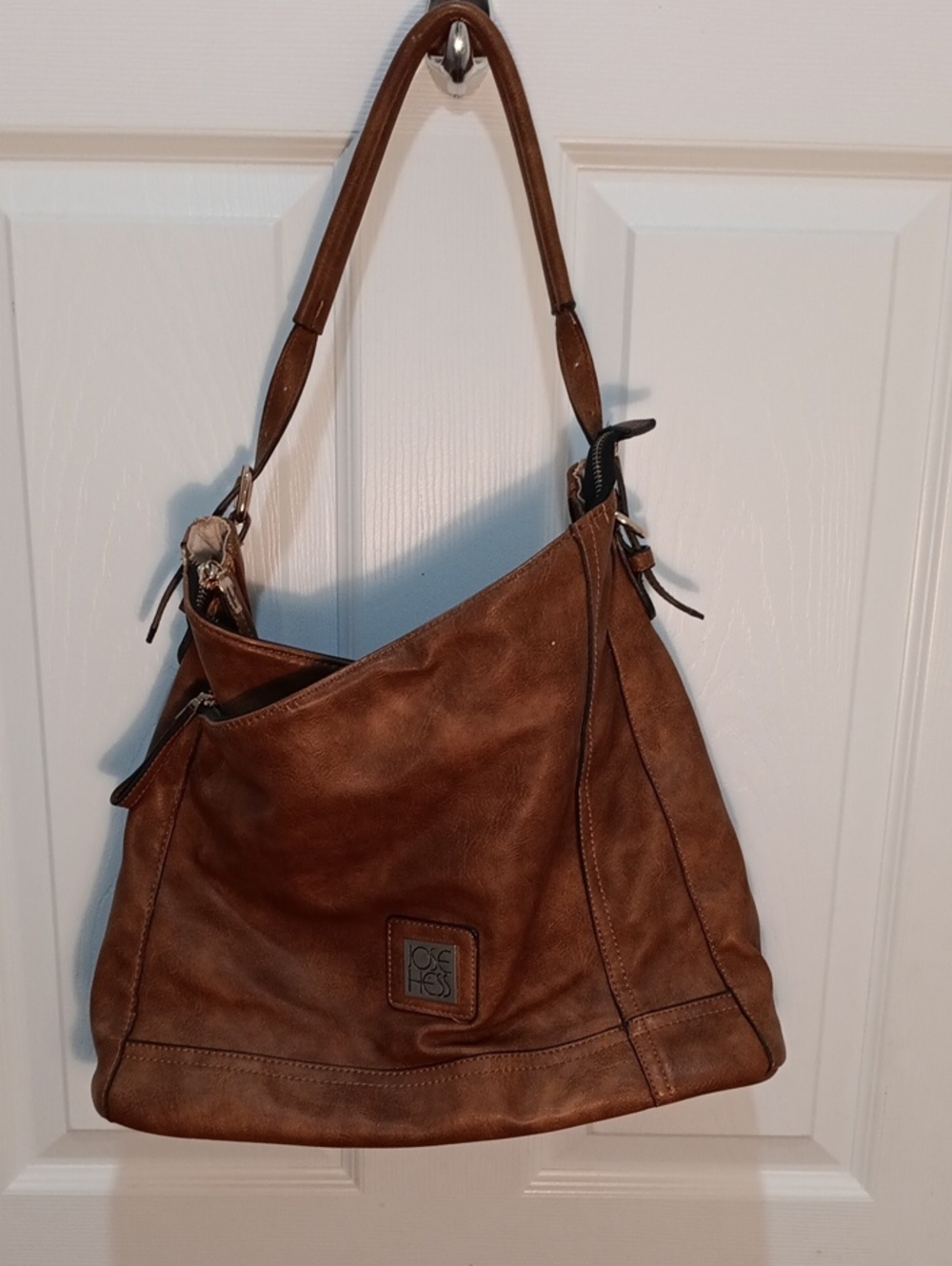Jose Hess Brown Leather Shoulder Hobo Bag